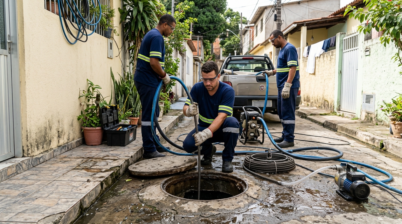 Desentupimento de esgoto com hidrojateamento em Osasco-SP