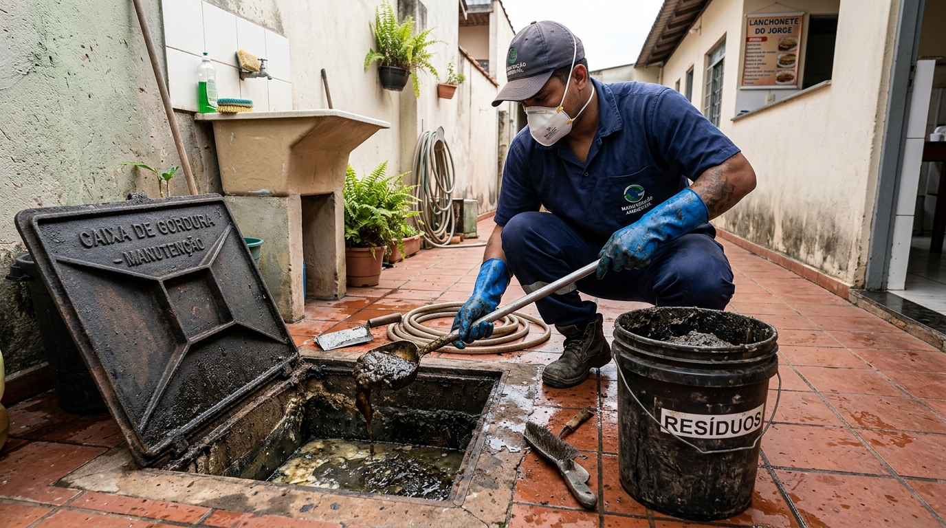 Remoção de lodo de caixa de gordura em Osasco-SP